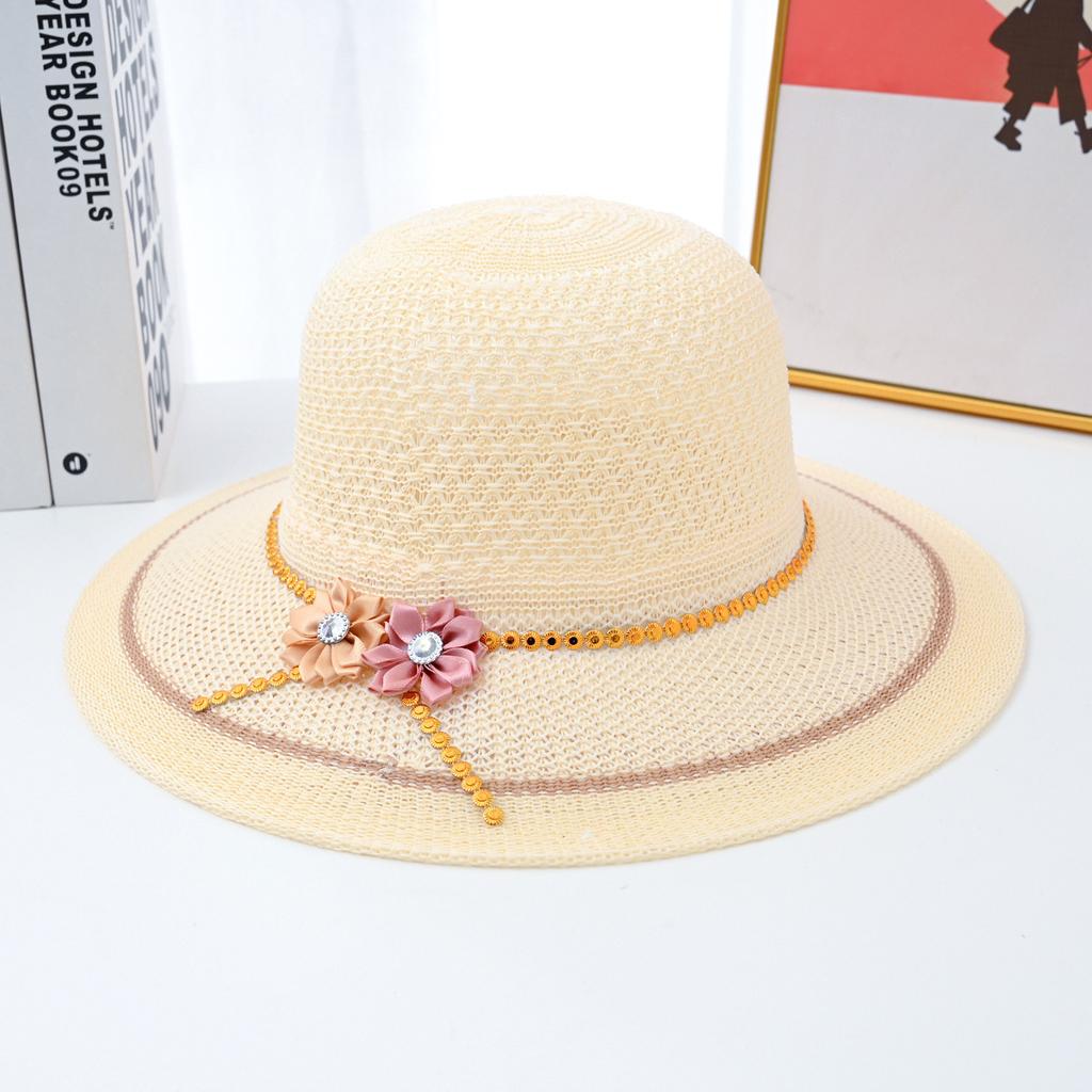 Hat Women's Summer Straw Hat Sunscreen Sunshade Hat Fashion Beach Hat Versatile Large Brimmed UV Resistant Sun Hat Women