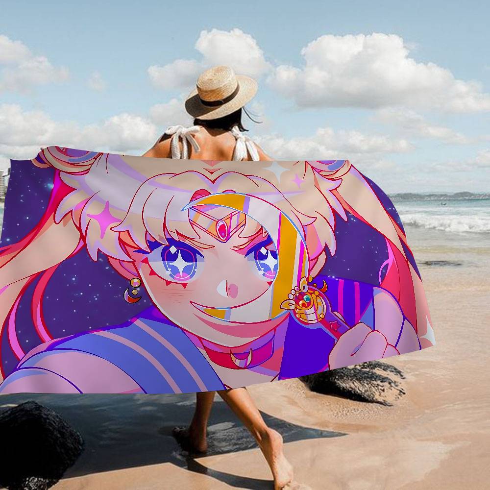 M-Moons Anime S-Sailors Microfiber Blanket Quick Drying Beach Towels Oversized Printing Super Absorbent Pool Towel Blanket