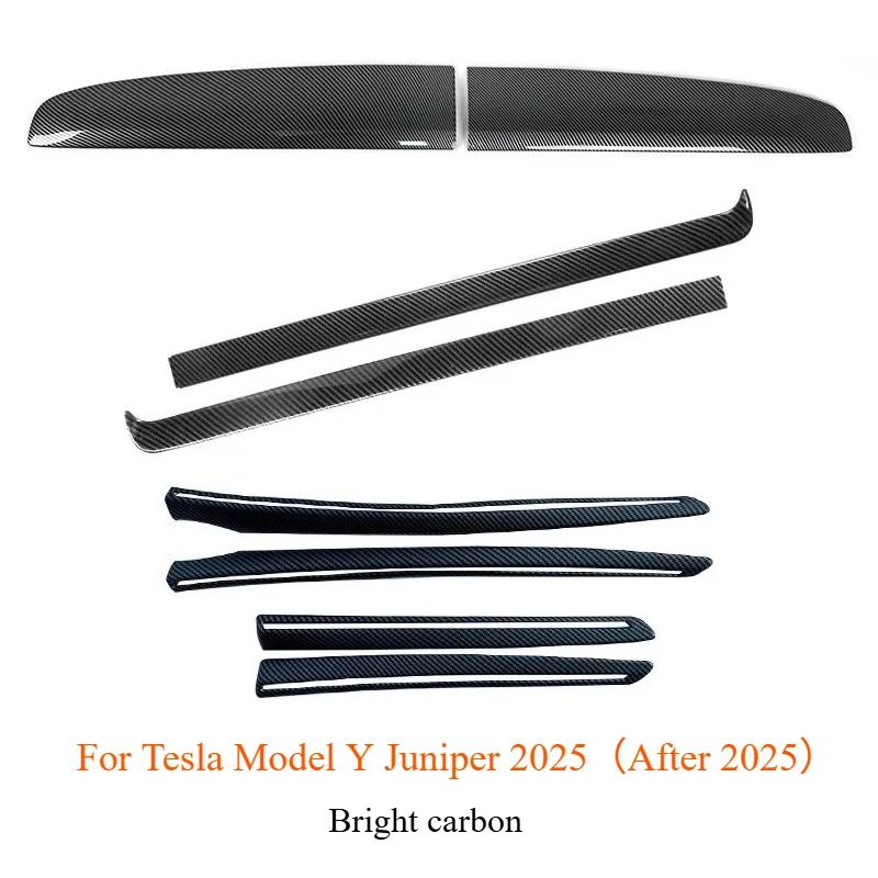 For Tesla Model Y Juniper 2025 Dashboard Trim Center Console Panel Sticker Cover Carbon Fiber ABS Decoration Car Accessories