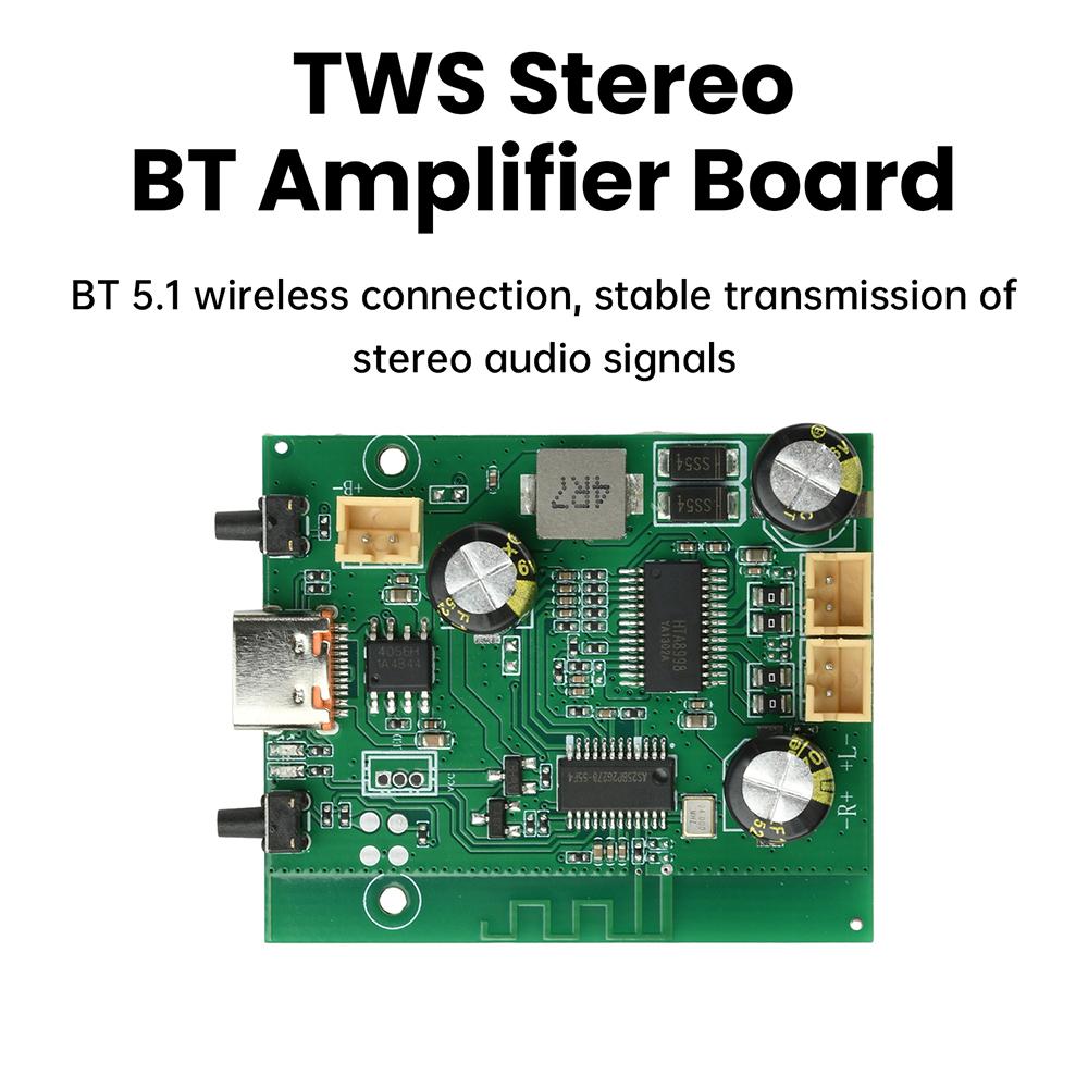 10W+10W 2 Channel Stereo Bluetooth Amplifier Board DC5V/3.7V TWS Adjustable Tone Rechargeable Audio Power Amplifier Board