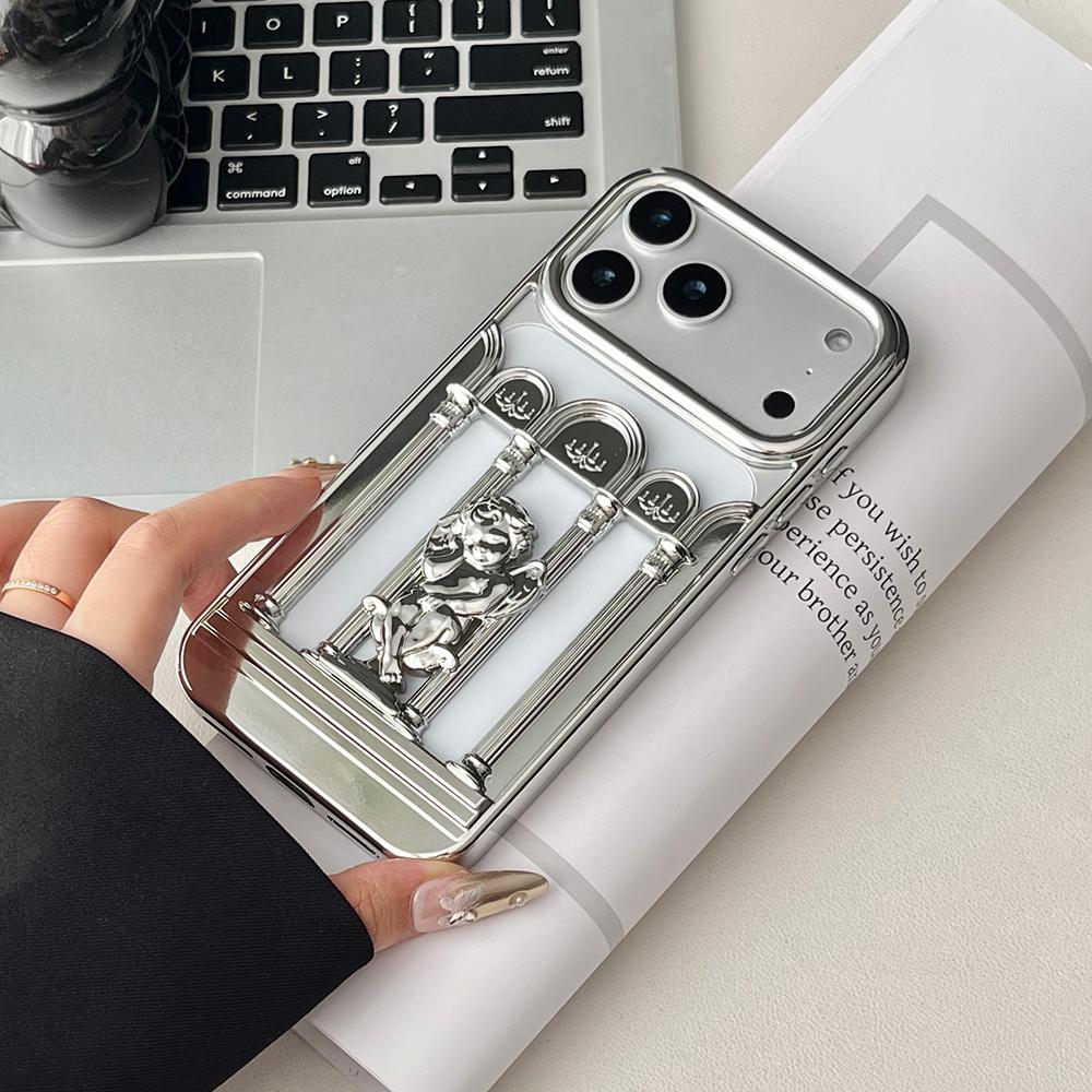 

Orange 3D Angel Hollow Dissipate Heat Phone Case For iPhone 17 Air 16 15 14 13 12 Pro Max Electroplated Shockproof Soft Cover iPhone 12 Pro Max
