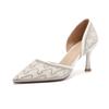 Fashion Pumps Woman Rhinestone Pointed Hollow Shallow Slip On Sandals Heels for Ladies Single Shoes