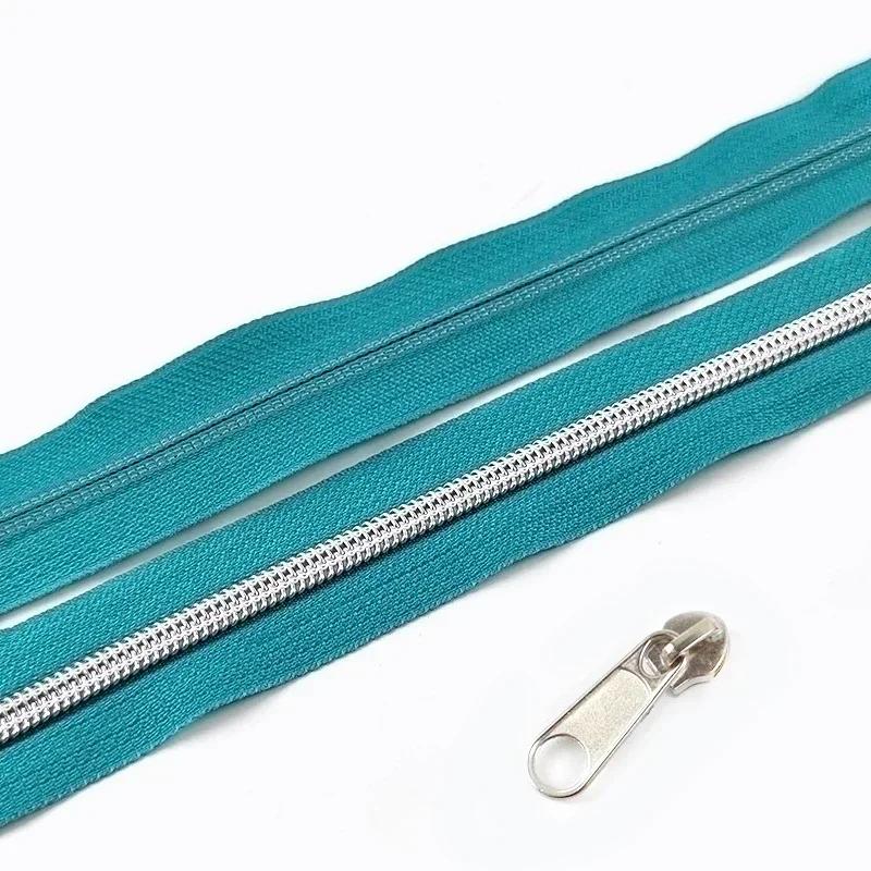 3/5/10M 5# Nylon Zipper Tape with Slider Bags Clothes Repair Zippers Plastic Coil Zip DIY Garment Replace Sewing Accessories