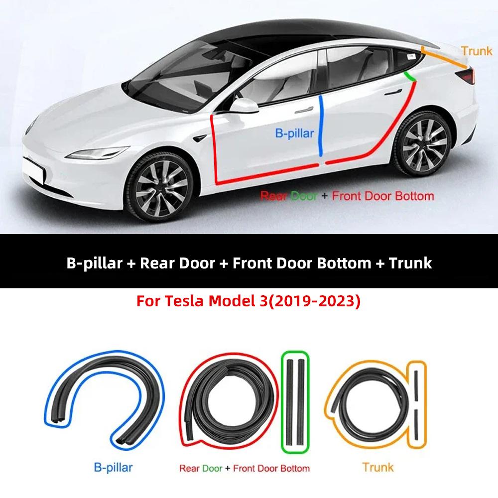 Door Seal Soundproof Kit For Tesla Model Y   -2024 Model 3 - Wind Noise Kit Front Trunk Strip Sealing Set