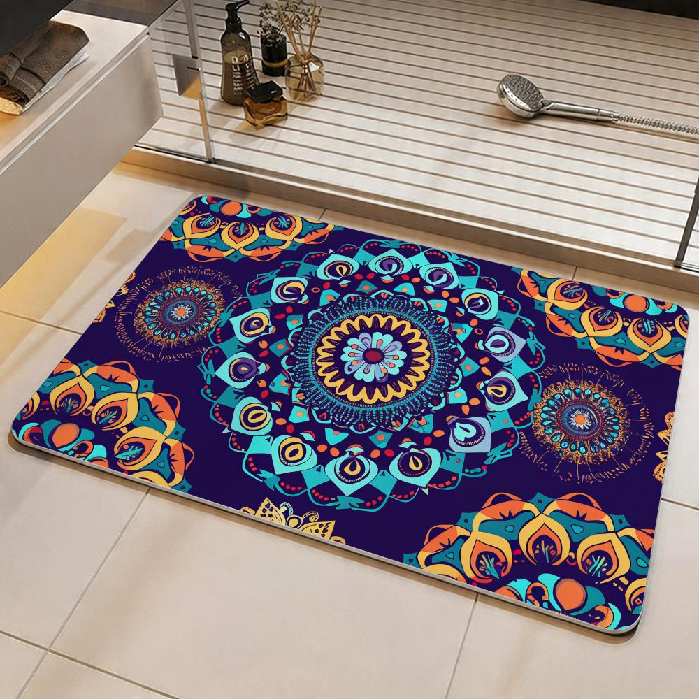 Pattern F-Foreign Pattern Floor Mat Eco Diatomite Antibacterial Odor-Resistant Floor Mat & Drain Pad for Kitchen & Bathroom
