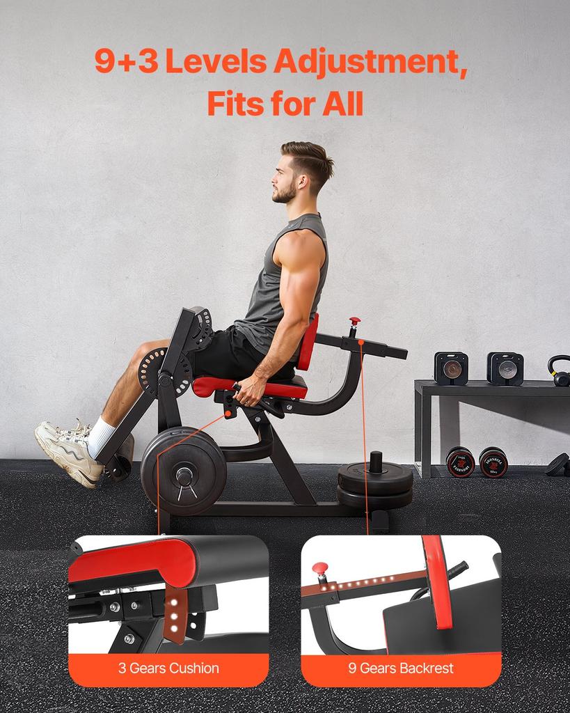 VEVOR Leg Extension and Curl Machine, 700 Lbs Capacity Lower Body Special Leg Machines, Adjustable Leg Exercise Bench, Leg Rotary Extension for Thigh