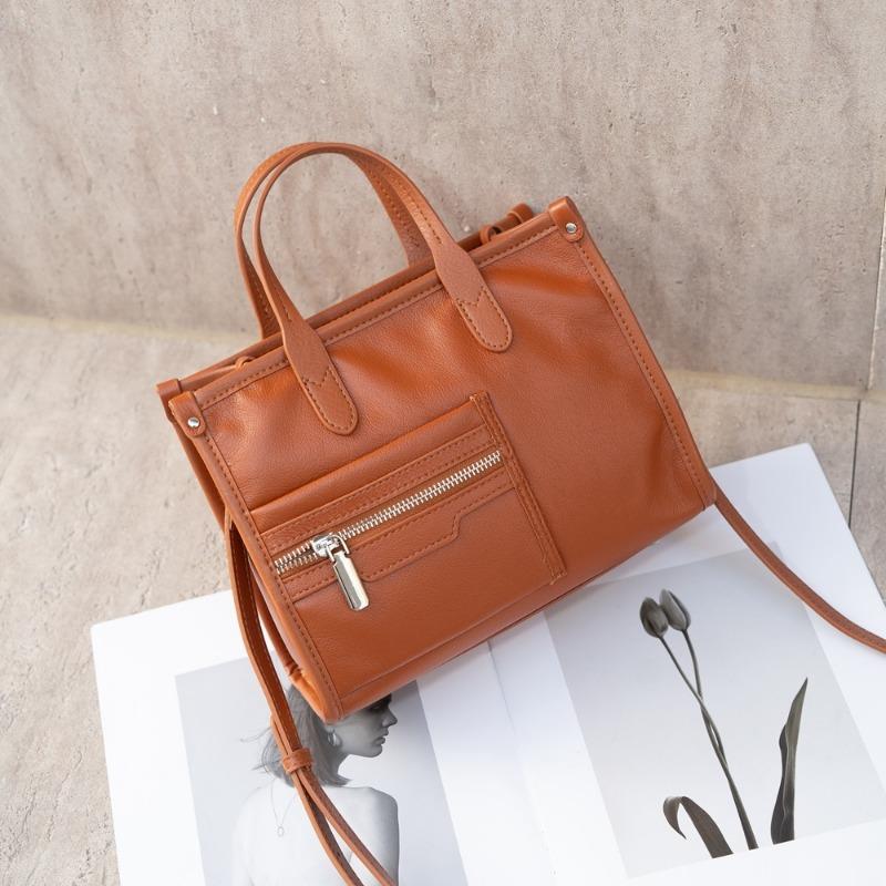 The First Layer of Cowhide Small Square Bag Women's Tote Bag Fashion Simple Women's Bag