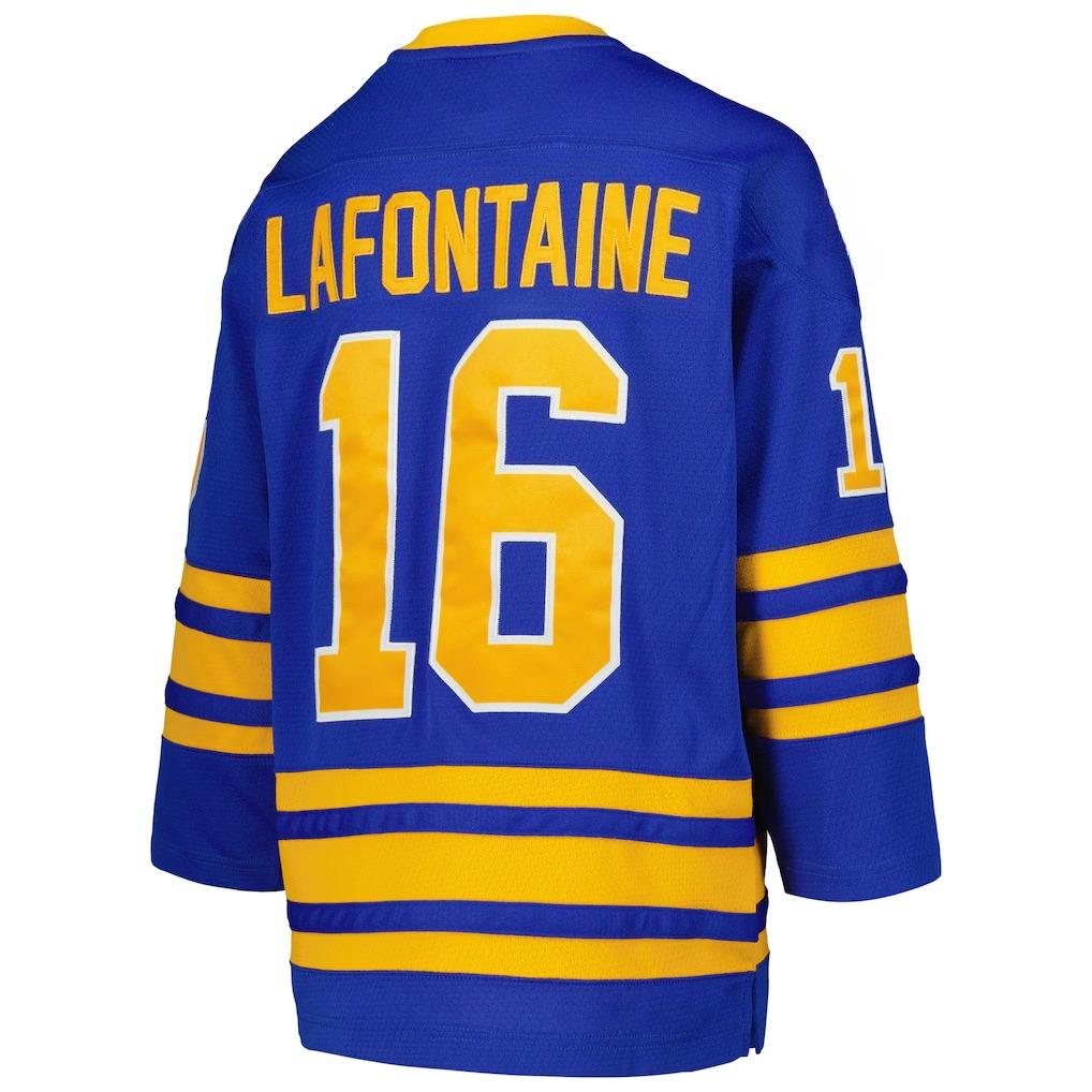 Maglia da Hockey Blu con Dettagli Gialli Capitano "C" Logo Classico Bisonte e Spade Incrociate Comodo Strato Base