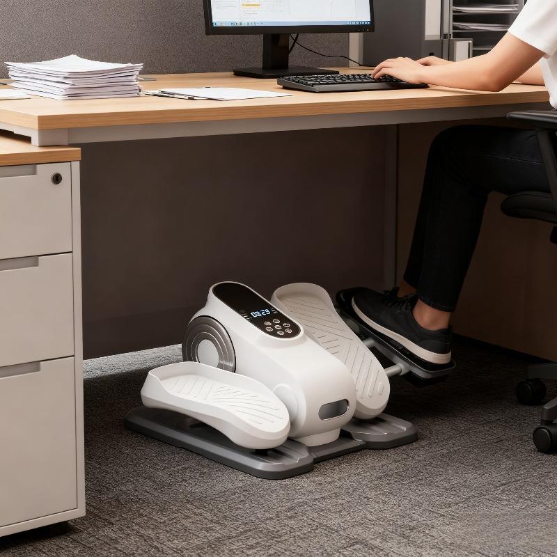 Under Desk Mini Elliptical for Home Office Quiet Sit-Down Leg Exercise Machine LCD Tracker Compact Space-Saving Design, Easy to Store for Small Spaces