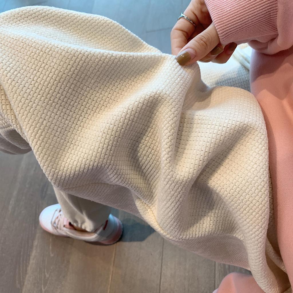Chenille Wide-leg Pants for Women In Autumn and Winter New Straight-leg Casual Loose Ties Sports Waffle Sweatpants