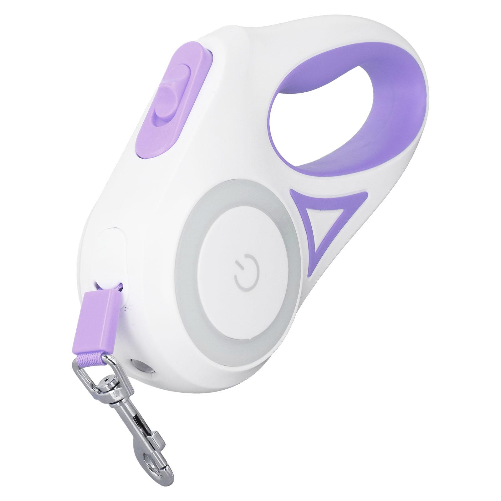 Laisse Rétractable pour Chien Lumière LED Vive Frein à Une Main Pause Verrouillage   Laisse Robuste pour Animal de Compagnie