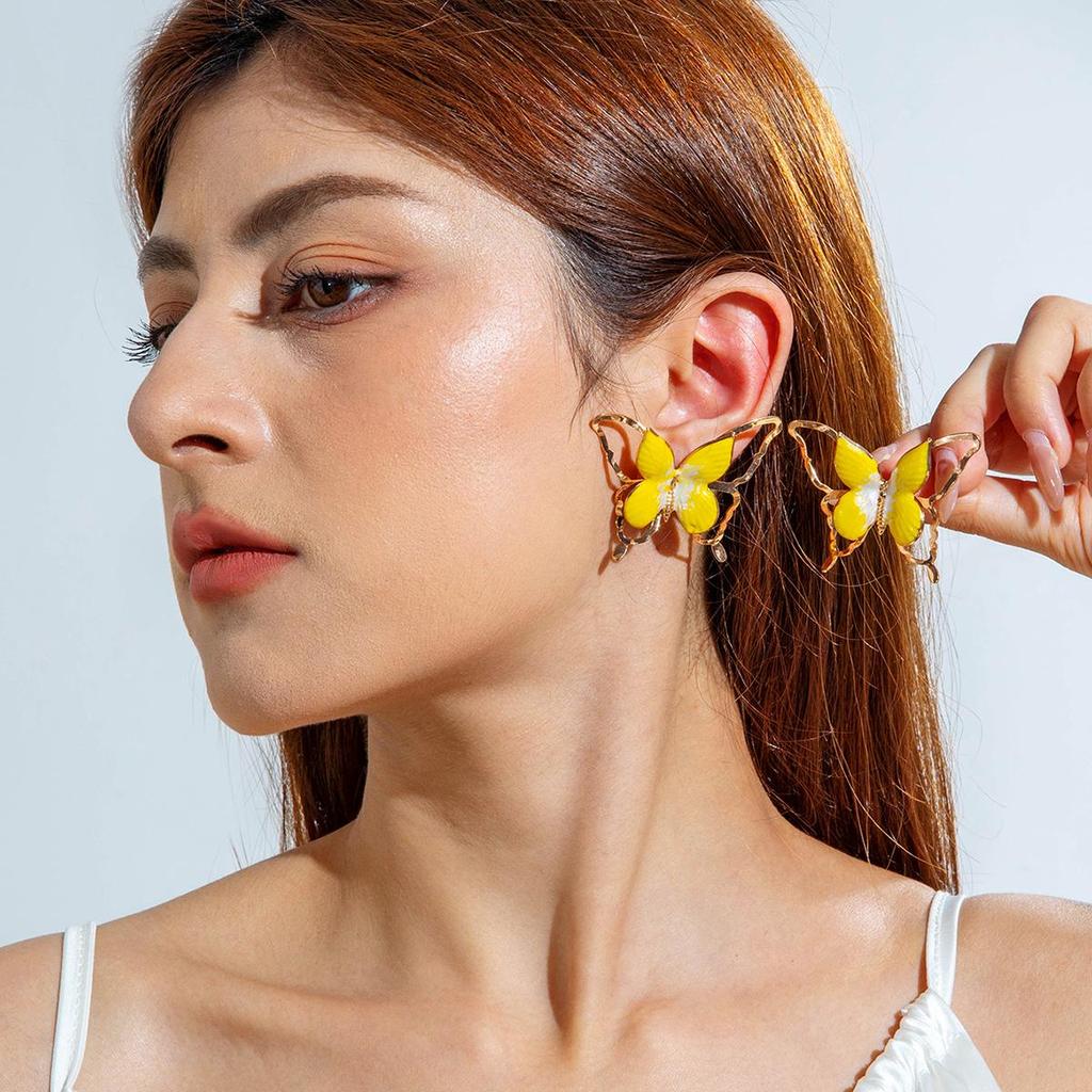 Cross Border Creative Hollow Oil Drop Butterfly Earrings for Women, Jewelry, Fashion Animal Earrings, Travel and Dating Matching