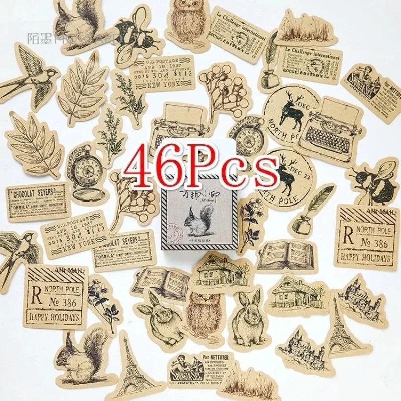 46pcs / box  Stickers Retro Things Diary Planner Decorative Mobile Stickers Scrapbooking DIY Craft Stickers