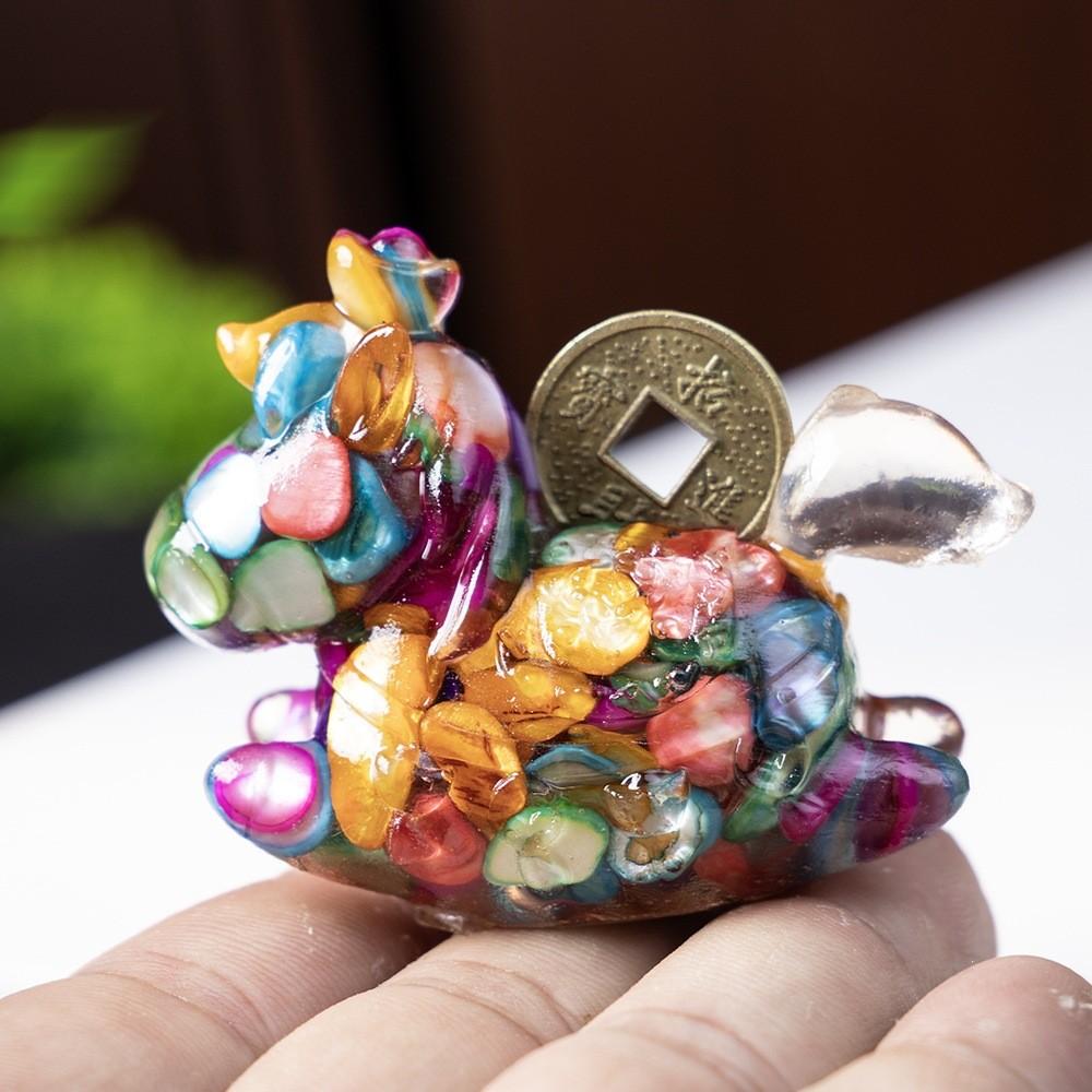 Resin Animal Decor With Natural Crystal Chips For Home Office Gift