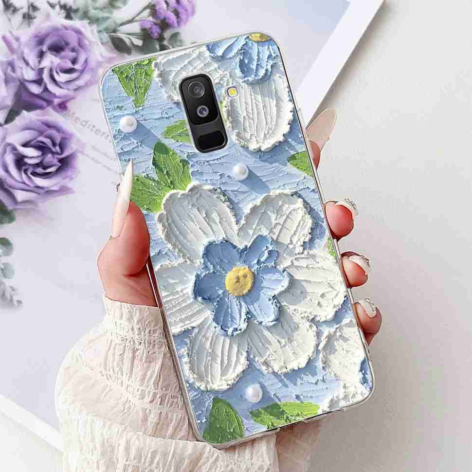 For Samsung Galaxy A6+ 2018 6.0" Case SM-A605FN Cartoon Cat Soft Silicone Cover For Samsung A6+ A6 Plus 2018 New Flower Bumper