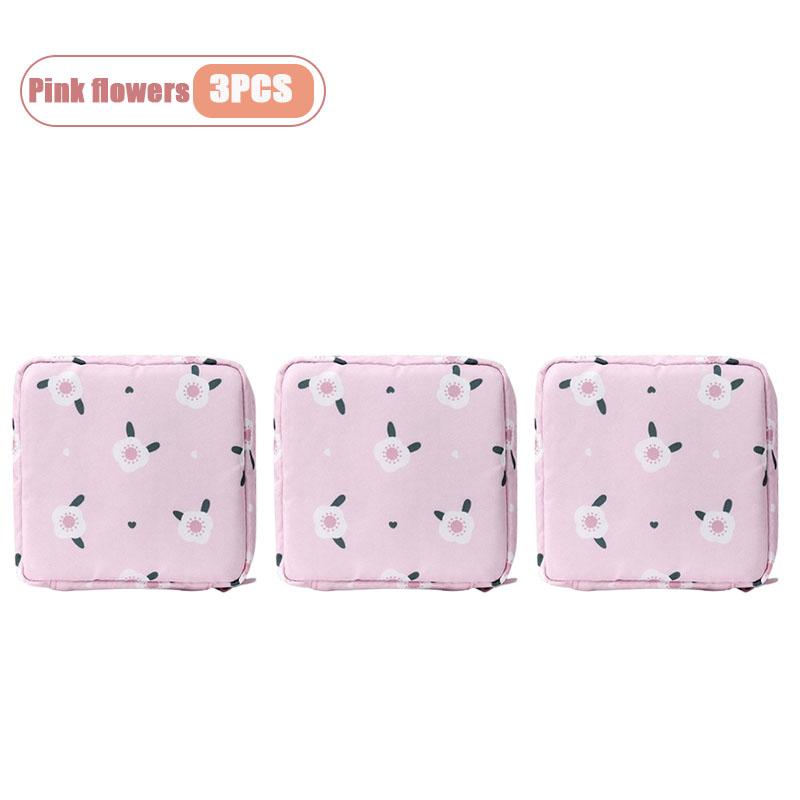 Cute Cartoon Sanitary Pad Organizer Bag for Women Girls Travel Toiletry Storage Waterproof Discrete Carry Case Cosmetic Bag