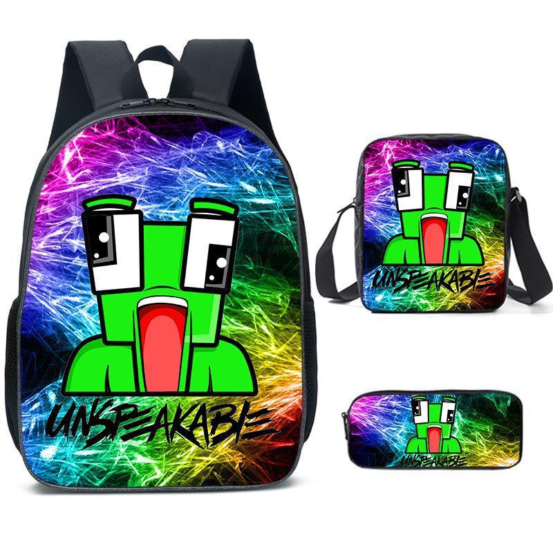 

Pattern Printing Large-Capacity Backpack, Shoulder Bag, Pencil Bag Three-Piece Set pencil case