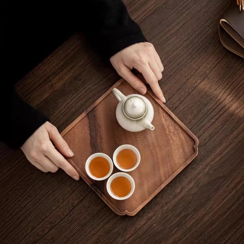 Minimalist Walnut Wood Elliptical Tea Tray