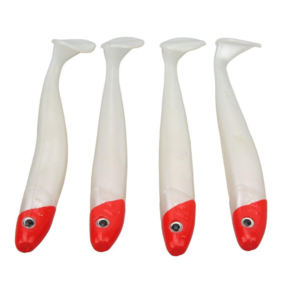 

5PCS T Tail Fishing Lures PVC Fishing Baits Durable Sea Fishing Lures Sea Fishing красный/белый