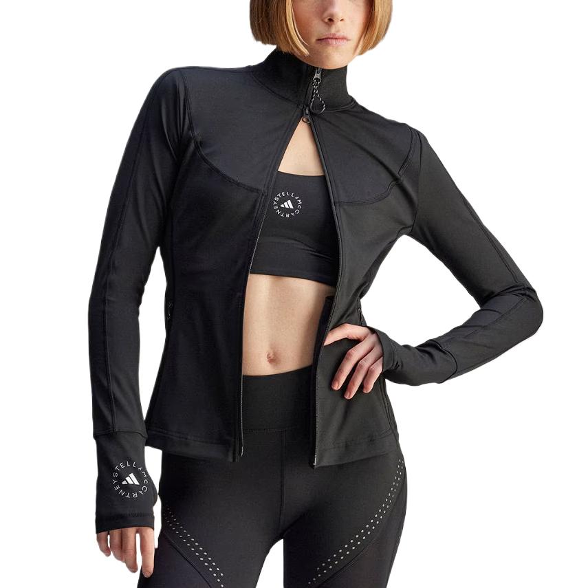 adidas Giacca da Donna Asmcaeroready in TPR Media Elasticità Comoda Asciugatura Rapida Collo Alto Manica Lunga Giacca Nera JF3794