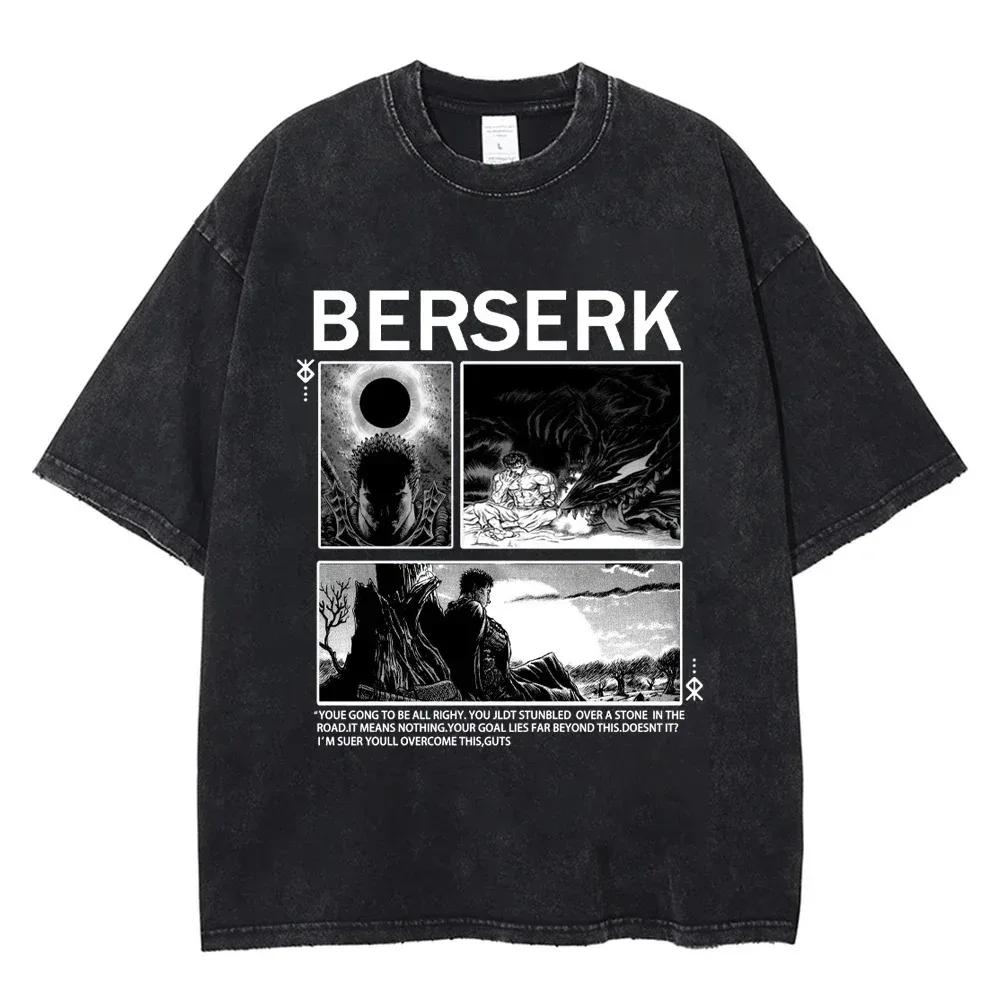 Casual Harajuku Vintage Hip Hop Clothing  Anime Berserk Griffith T Shirts Washed Manga Graphic Oversized Y2k TShirts Unisex