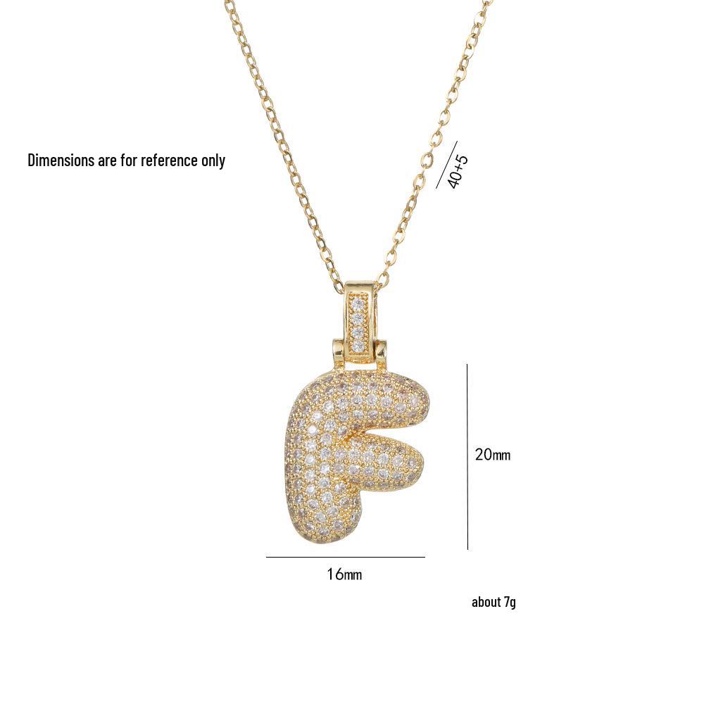 Women's European & American Style Copper Zircon Initial Necklace - Fashionable Clavicle Chain