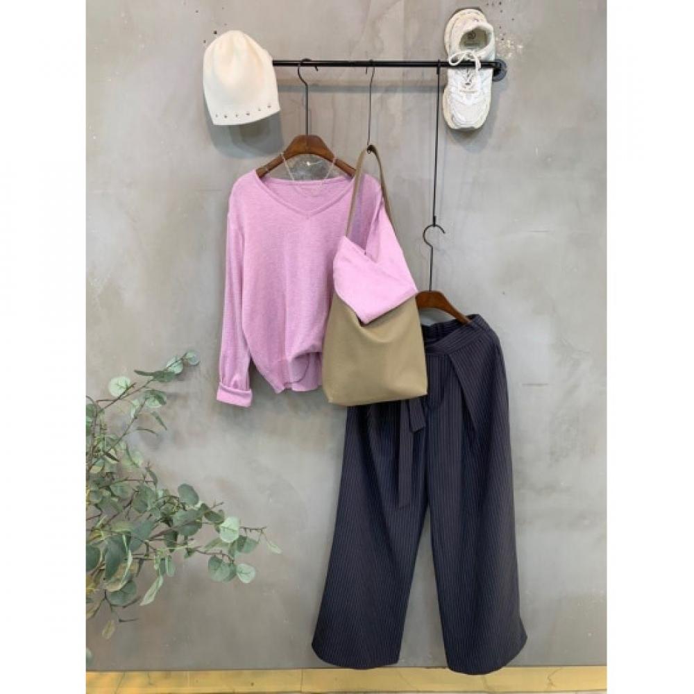 C S In The Room V neCk baSiC looSe Fit Long SleeVe Knit 5 ColorS