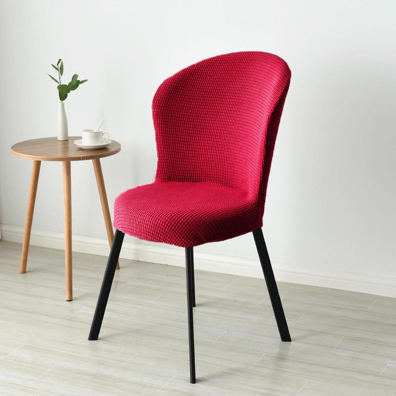 Jacquard Dining Chair Cover Arc Shape Chair Slipcover Stretch Seat Cover Chair Covers for Hotel Banquet Kitchen Bedroom Wedding