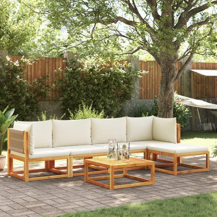 VidaXL Ensemble de canapés de jardin 6 pièces avec coussins en bois d'acacia et corde 3278850