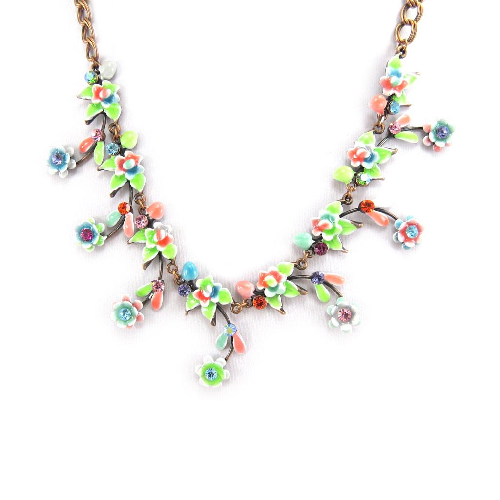 Les Trésors De Lily [A5284] - Collier Créateur 'Parade de Fleurs' Vert