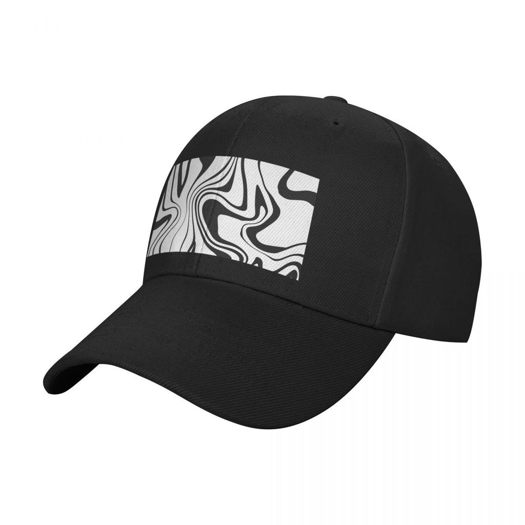 Black and White Trippy Print Baseball Cap Gentleman Hat Luxury  Rave Men Womens