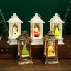 Christmas LED Snow Globe Lantern with Santa and Snowman Décor, Candlestick Night Light Ornaments.