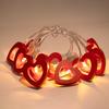 10pcs Valentine's Day Wooden Heart String Lights LED Fairy Lights Hanging Wood Love Lamp Garland Valentine's Day Wedding Decor
