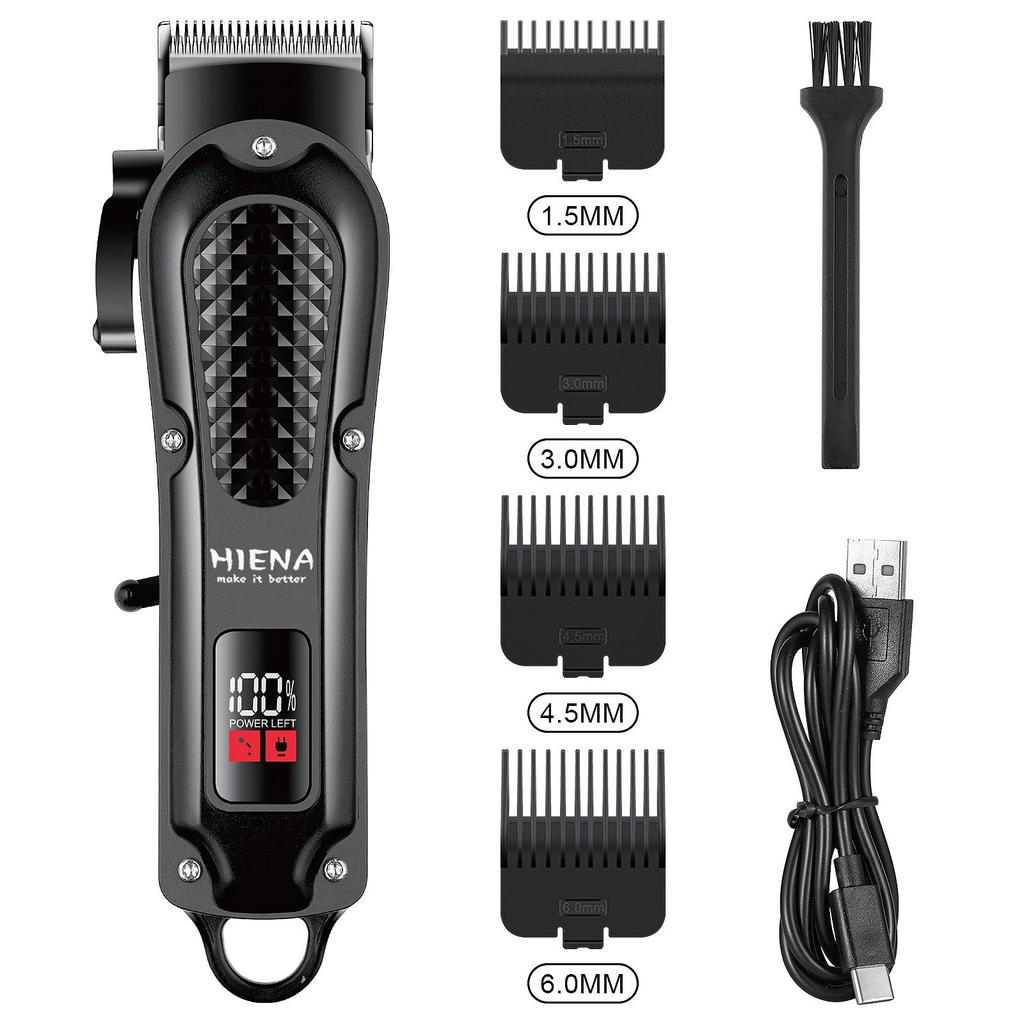 HIENA Electric Hair Clipper with Number Display, Oil Head Carving, Push Clippers for Barbers.