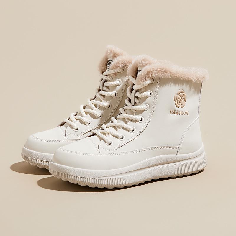 

Модные кроссовки GKTINOO из натуральной кожи, женские зимние ботинки, повседневная платформа, высокий верх, шнуровка, зимние теплые плюшевые женские повседневные туфли 225