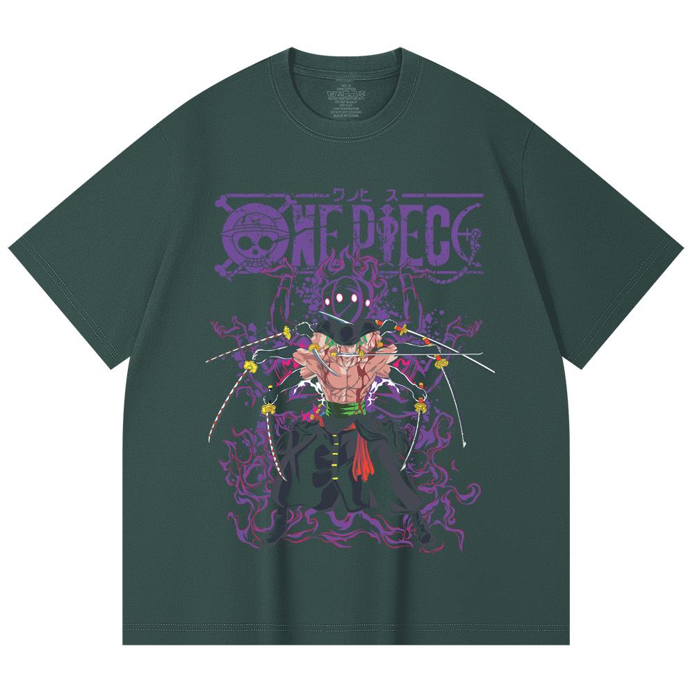 230 Gsm 100% Cotton One Piece V65 Zoro Print Unisex Heavy Cotton T Shirt