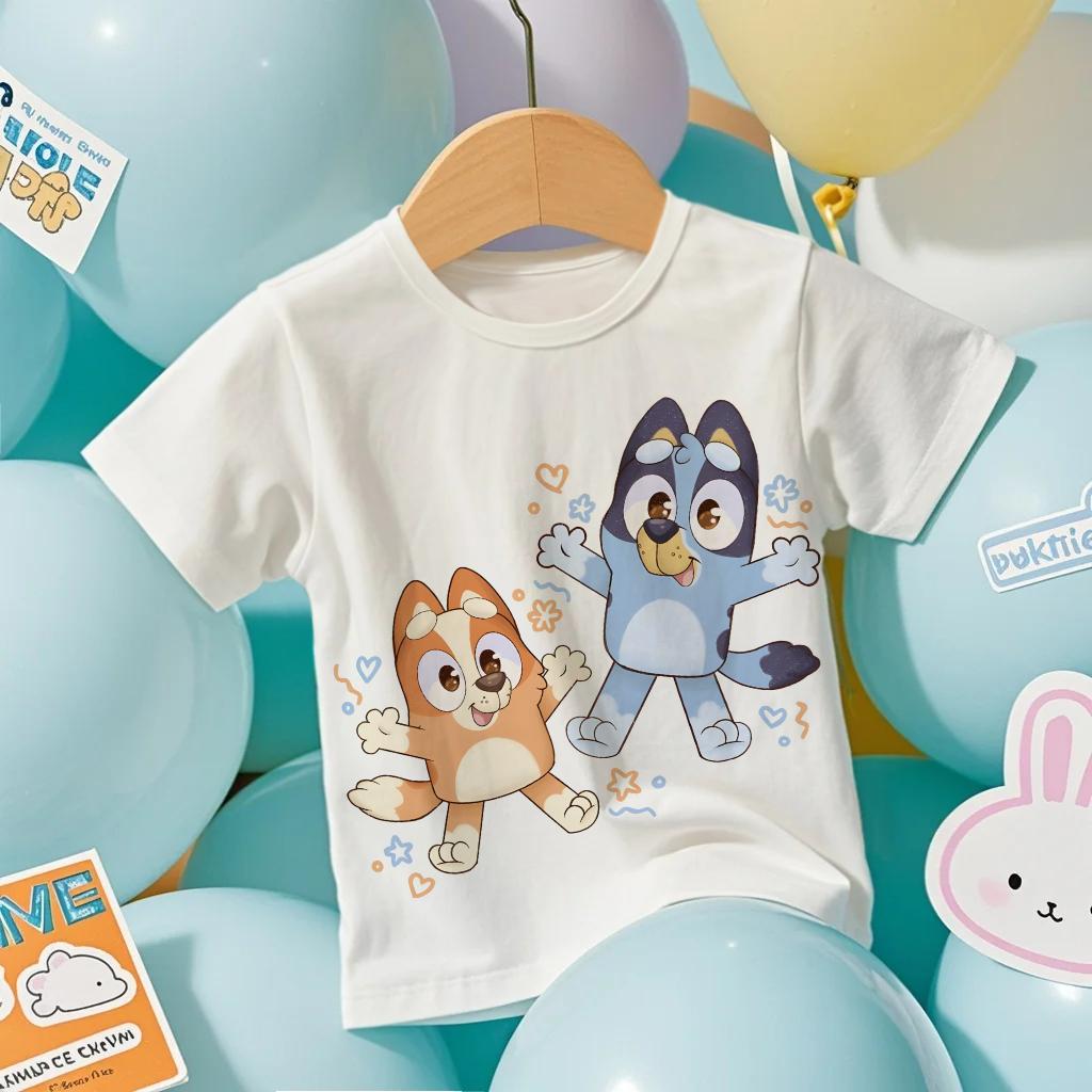 

Kids T-shirt Fashion Cartoon Anime Bluey Graphic 3D Print Kids Short Sleeves T-Shirt Loose Casual Summer Outdoor Boy and Girl Tees Tops 100