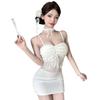 Spicy Waist-Cinched Lace Patchwork Tassel Mini Dress