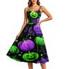 Women's Casual Halloween Print Round Neck Sleeveless Dress for Holiday Party
