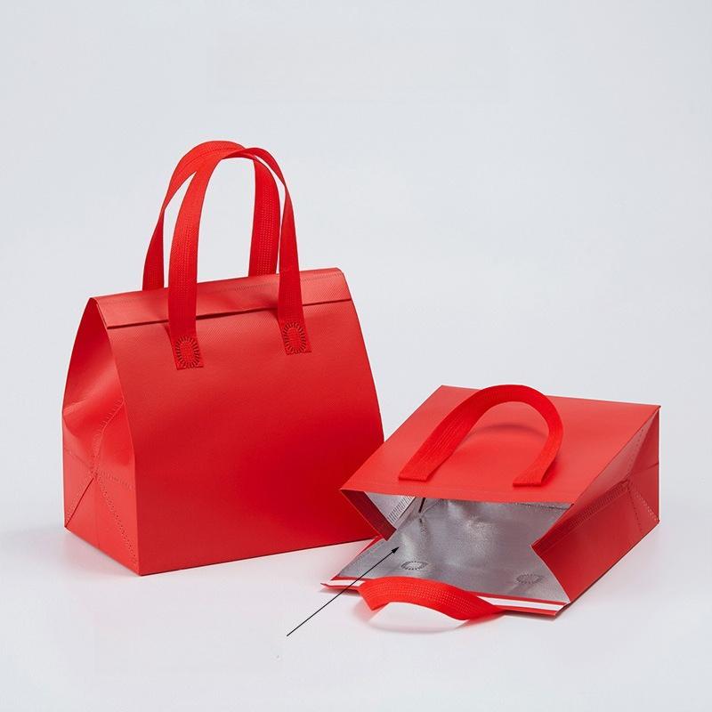 Non-woven Insulation Tote Bag Portable Cake Dessert for Drinks Package Cold Delivery Pouchs Takeout Aluminum Foil Bags Suitable for Picnicking Camping