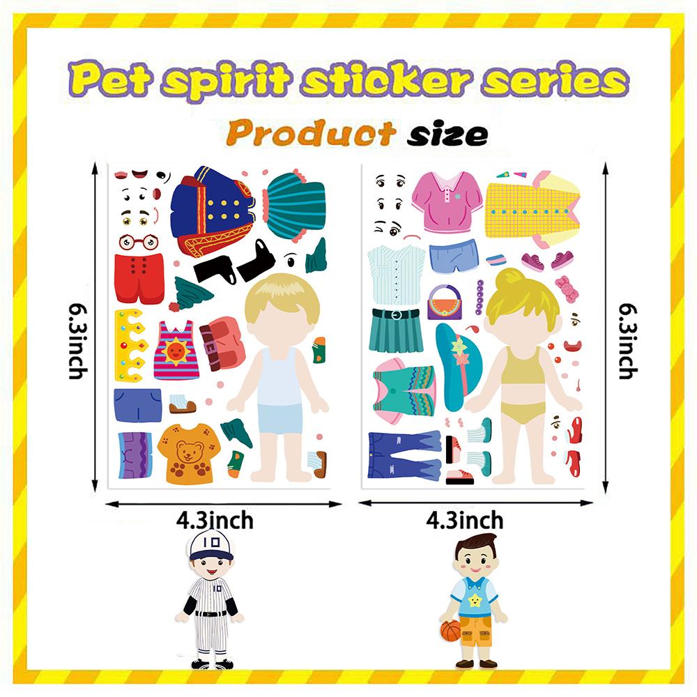8/16sheets Cute Character Dress Up Puzzle Stickers Make a Face Decals DIY Stationery Fridge Suitcase Assemble Jigsaw Sticker Toy