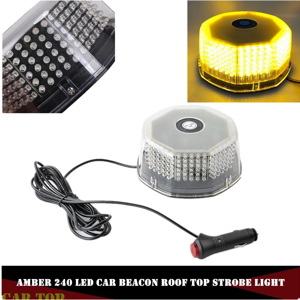 

240 светодиодов Аварийный автомобильный вращающийся круглый проблесковый маячок на крышу 12 В Магнитное крепление на крышу Автомобильные аварийные предупреждающие огни
