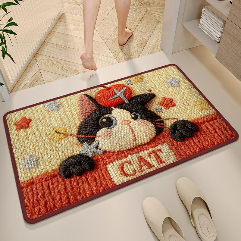 Imitation Linen Household Toilet Bathroom Absorbent Non-Slip Floor Mat Bedroom Toilet Door Soft Foot Mat Bathroom Mat