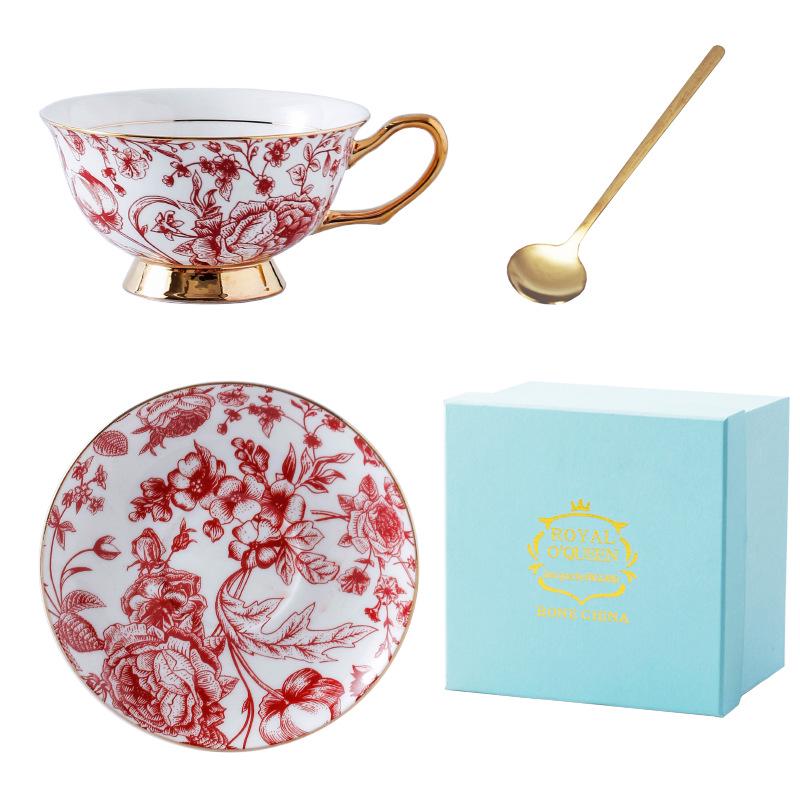Europäische Leichte Luxus Rose Elegante Knochenporzellan Kaffeetassen - Nischen Ins Stil