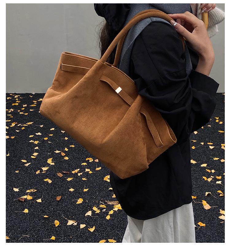 Women's Large Capacity Tote Bag - 2025 Autumn/Winter Solid Color Versatile Shoulder Handbag