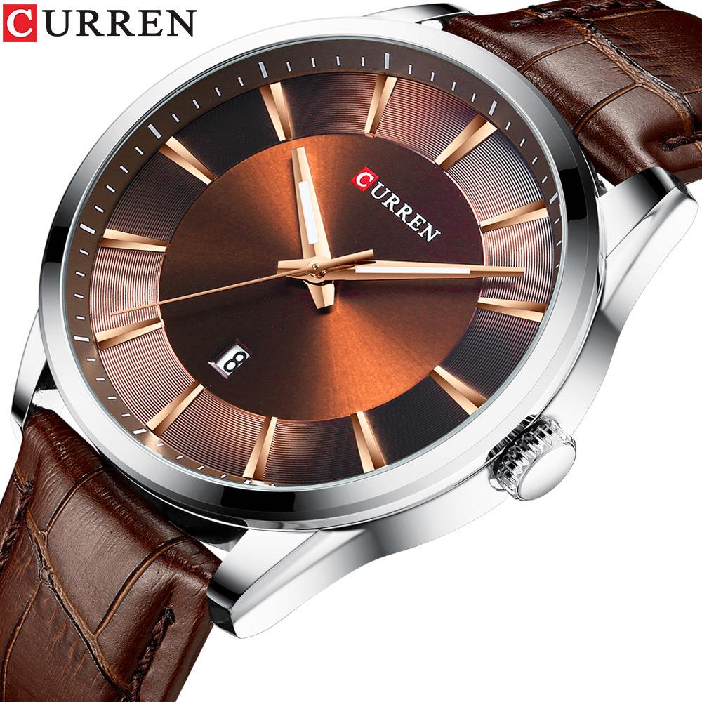 Curren 8365 Men's Waterproof Leather Strap Watch with Date Function