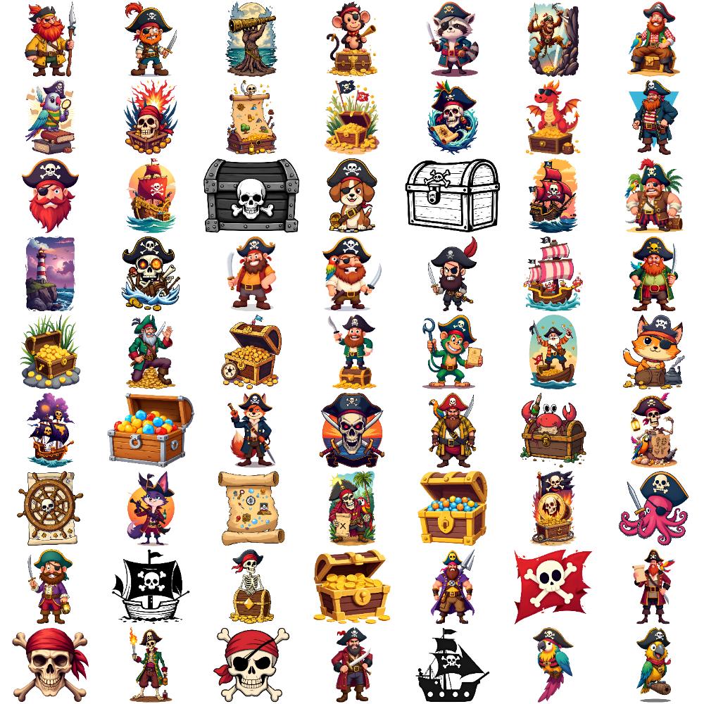 63 Pezzi Tatuaggi Temporanei Nave Pirata Cartone Animato Scheletro Teschio Baule del Tesoro Adesivi Tatuaggio Temporaneo Personaggi Pirata Per Braccia