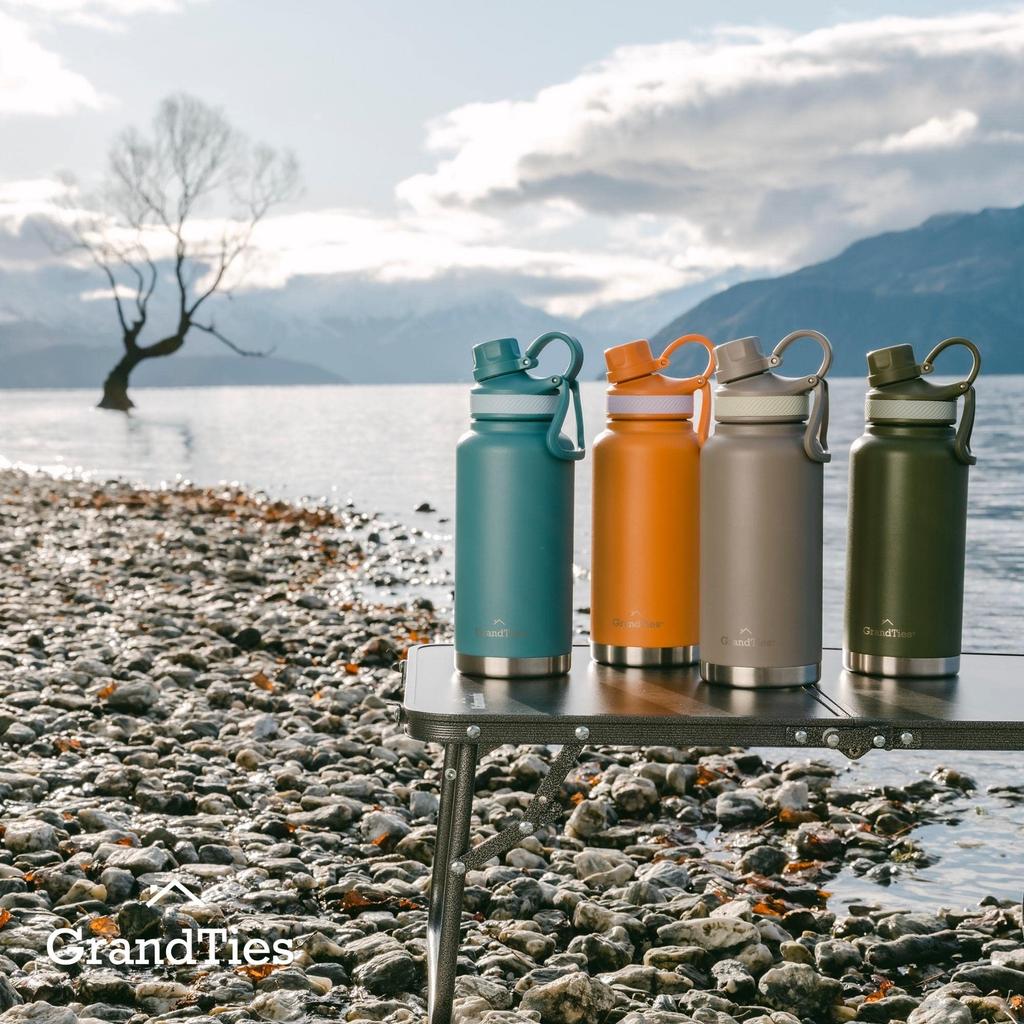GRANDTIES Premium Vacuum Insulated Stainless Steel Wide Mouth Water Bottle, 946ml, Available in 9 Colors, Includes Two Lids, Easy-to-Clean Large