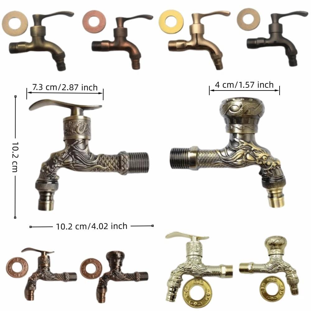 Bronze Keramik Ventilkern Drachen Armatur Bronze Oberfläche Geschnitzt Wandmontiert Eckventil Einzelkalt 4-Pin Schnittstelle Antiker Wasserhahn