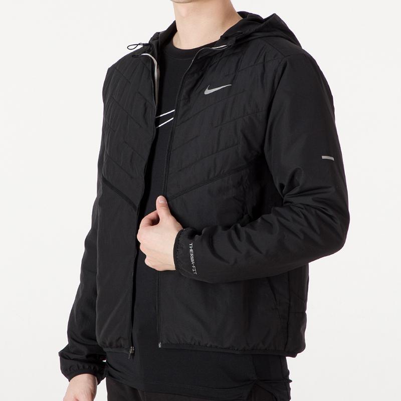 Nike Therma-FIT Herren Winddichte Kapuzen-Lauf-Trainingsjacke Schwarz DD5645-010